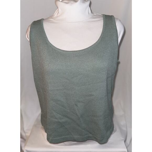 St John Sport Vintage Pastel Green Full Zip Cardigan & Tank Set Chic Preppy Sz L - Picture 10 of 16